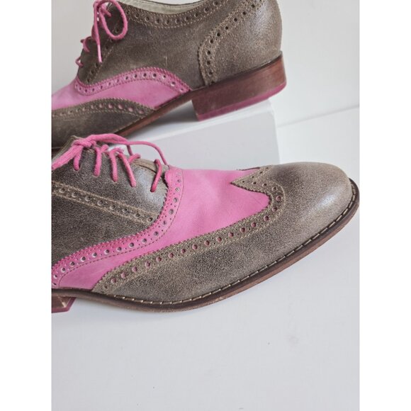 Cole Haan Colton Pink Taupe Brown Wingtip Brogue Oxford Mens Dress Shoes 11.5 - Picture 2 of 13